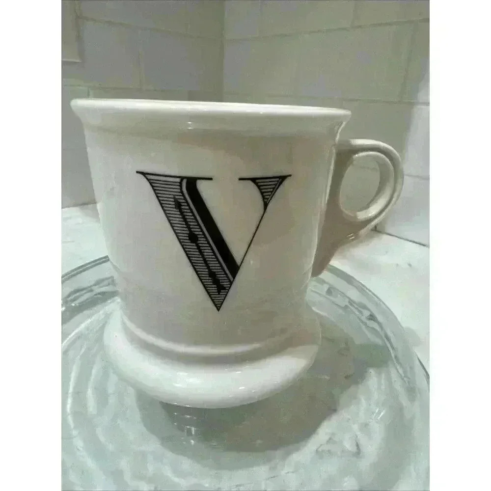 Anthropology Initial Mug Letter "V", Shaving Mug Style